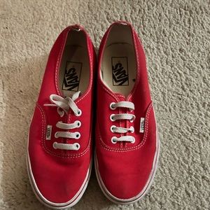Vans Red Canvas Low-Top Sneakers with White Laces